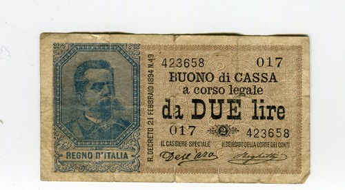 Banconota lire umberto i - lire,