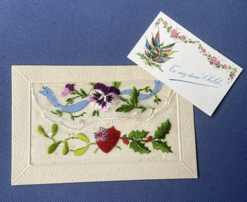 Ww1 embroidered silk postcard - embroidered,