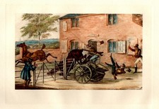 Stampa Antica 1869 INCIDENTE IN CALESSE Incisione Vittoriana ENGLAND Old Print