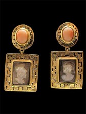 Orecchini Corallo E Cammei Antichi