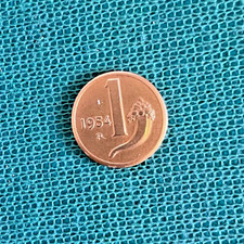 Moneta una 1 lira oro 18 Carati 1954