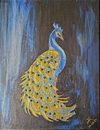 Quadro testurizzato pavone - testurizzato, di