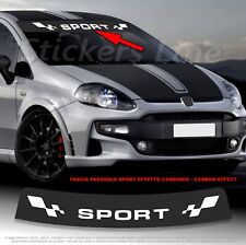Fascia parasole per Fiat Grande Punto Sport fondo Carbonio scritta Bianca