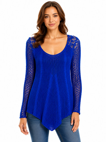 Top donna blu uncinetto - , pizzo
