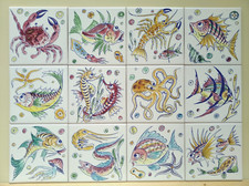 CERAMICA VIETRI MATTONELLE CM 15X15 DECORATE A MANO SERIE DA 12 PEZZI