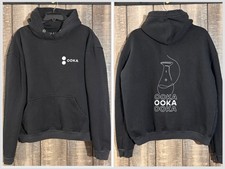 Ooka Felpa con Cappuccio Donna Medium Oversize Nero Pullover Doppio Lato Promo Grafica