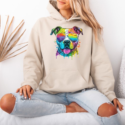 Rainbow pit bull dog womens - bull,