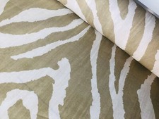 Tessuto stampa animalier righe zebrate beige e panna africano lino cotone larghezza 54''