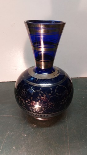 Vaso vetro blu cobalto art - vaso,