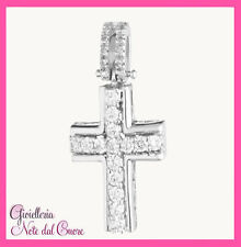 PENDENTE CROCE UOMO IN ORO BIANCO 18K DIAMANTI NATURALI 0.30 CARATI CERTIFICATO