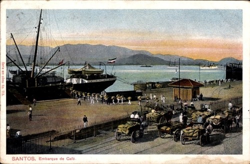 Cartolina santos brasile nave - santos, brasile,