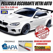 Pellicola Oscurante Vetri Auto APA ® 20% VLT SCURA omologata oscuramento 76x300