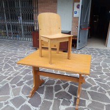 Tavolo scrittoio vintage  con sedia in rovere naturale anni '70