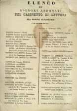 Elenco de' Signori Abbonati del Gabinetto di lettura per ordine alfabetico. A...