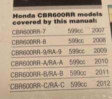 NUOVO manuale moto haynes 4795 s&r honda cbr 600 rr 2007-2012 ra 7 8 9 a b&c