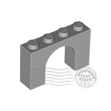 Lego 6182 arco 1x4x2 grigio - 2x,