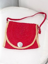 Vestopazzo Borsa Da Donna Spalla Rosso Paglia Spiaggia Citta Mare 40x30