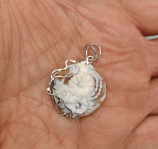 Ciondolo vero cammeo donna inciso argento bianco 925 pendente cameo volto