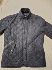 Barbour Powell Men’s Black Quilted Jacket With Leather Trim   Size S