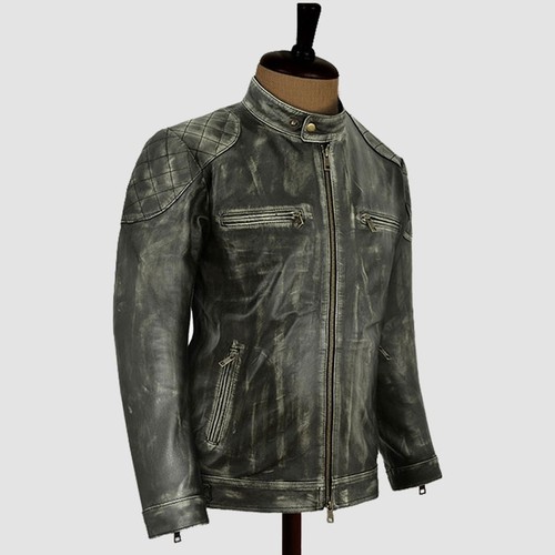 Giacca biker uomo vera pelle