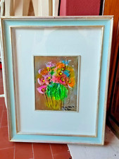 Quadro materico Maurilio Colombini FIORI  olio su tavola cm 24 x 18 + cornice