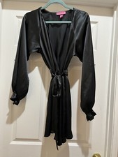 Betsey Johnson Accappatoio Intimo Tasche Cintura Nero Taglia XS Strega Gotica