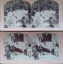 2 Foto stereoscopiche -B.W.Kilburn-Caccia al topo-Ricevimento femminile-