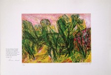 POMPILIO MANDELLI Artista emiliano - "Paesaggio" Litografia firmata 1985