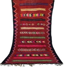 Tappeto vintage marocchino fatto a mano marrone Boujaad geometrico zigzag...