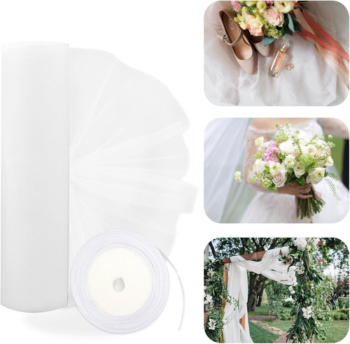 Tessuto tulle bianco rotolo - tulle,