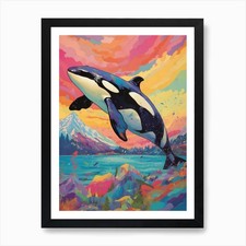 Vivid Surreal Rainbow Orca