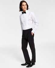 Pantaloni/Pantaloni eleganti CALVIN KLEIN uomo 38x30 tinta unita nero lana morbida $200 NUOVI