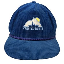 Cappello Crested Butte Slideback Blu OS Ricamato Velluto a coste Imperiale Vintage USA