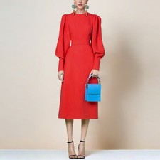 Elegante abito rosso donna abito di lusso snellente aderente stile corte festa abito lungo