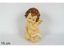 Angelo seduto in resina decorata a mano h.cm.15 Angioletto Putti