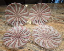 Set 4 piatti Murano Zanfirico Latticino Aveturine oro rosa bianco diametro 8"