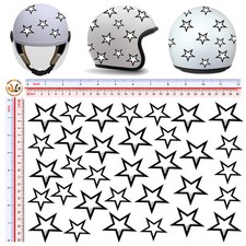 Adesivi casco stelle bianco nere sticker helmet stars black white print 32 pz.