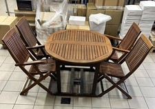 Tavolo Allungabile da Esterno in Legno Massello Con Sedie