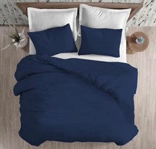 COPRIPIUMINO TINTA UNITA BLU SCURO 100% COTONE CON PATELLA MADE IN ITALY