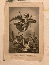 Santino antica incisione ARCANGELO S. MICHELE Gurdassoni Di. F. Spagnoli Inc.