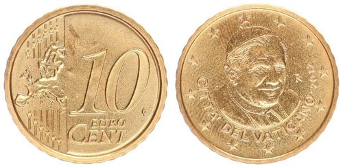 Vaticano cent 2012 moneta - 10,