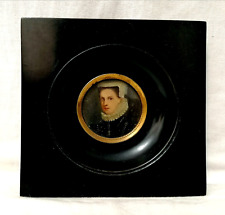 RARA MINIATURA DI EPOCA ELISABETTIANA RITRATTO DI DAMA, 1500-1600.