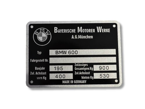 Bmw 600 typenschild - 600,
