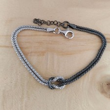 Bracciale donna argento 925 regolabile bicolore con nodo centrale moda regalo