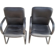 Set 2 Sedie Ufficio Attesa in Ecopelle Nera