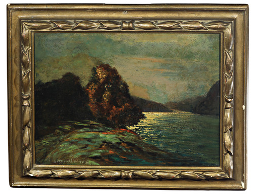 Paesaggio serale lago - paesaggio, su