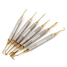 Strumento di riempimento composito dentale 6 pezzi kit di restauro rivestito in oro