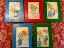 5 QUADRETTI CON FIORI DIPINTI CON L'ACQUERELLO