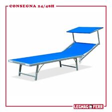 Lettino Prendisole 2 pz. Pieghevole Giardino Rimini Blu Alluminio Telo textilene