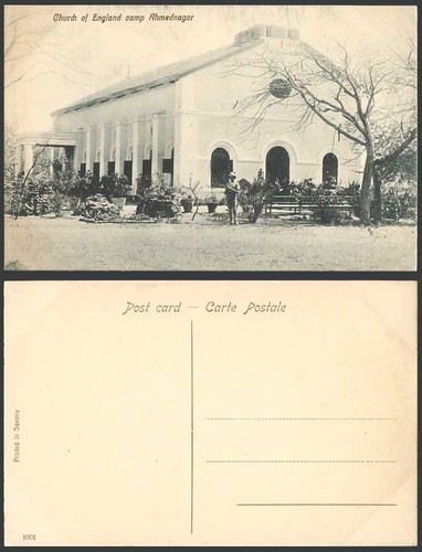 India old postcard church - india,